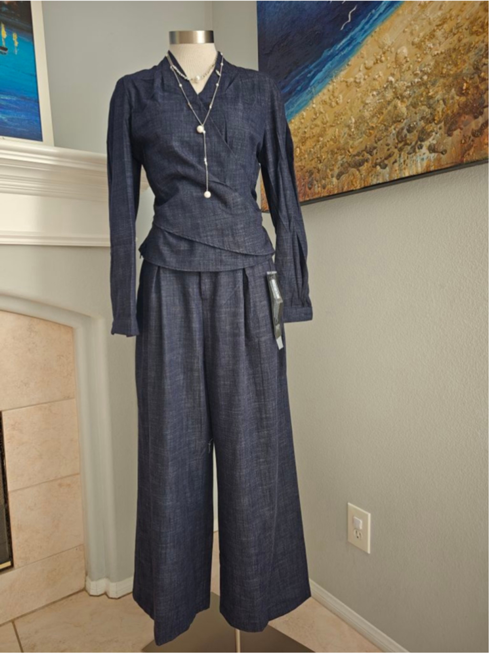 NWT Denim-Look Two-Piece Set